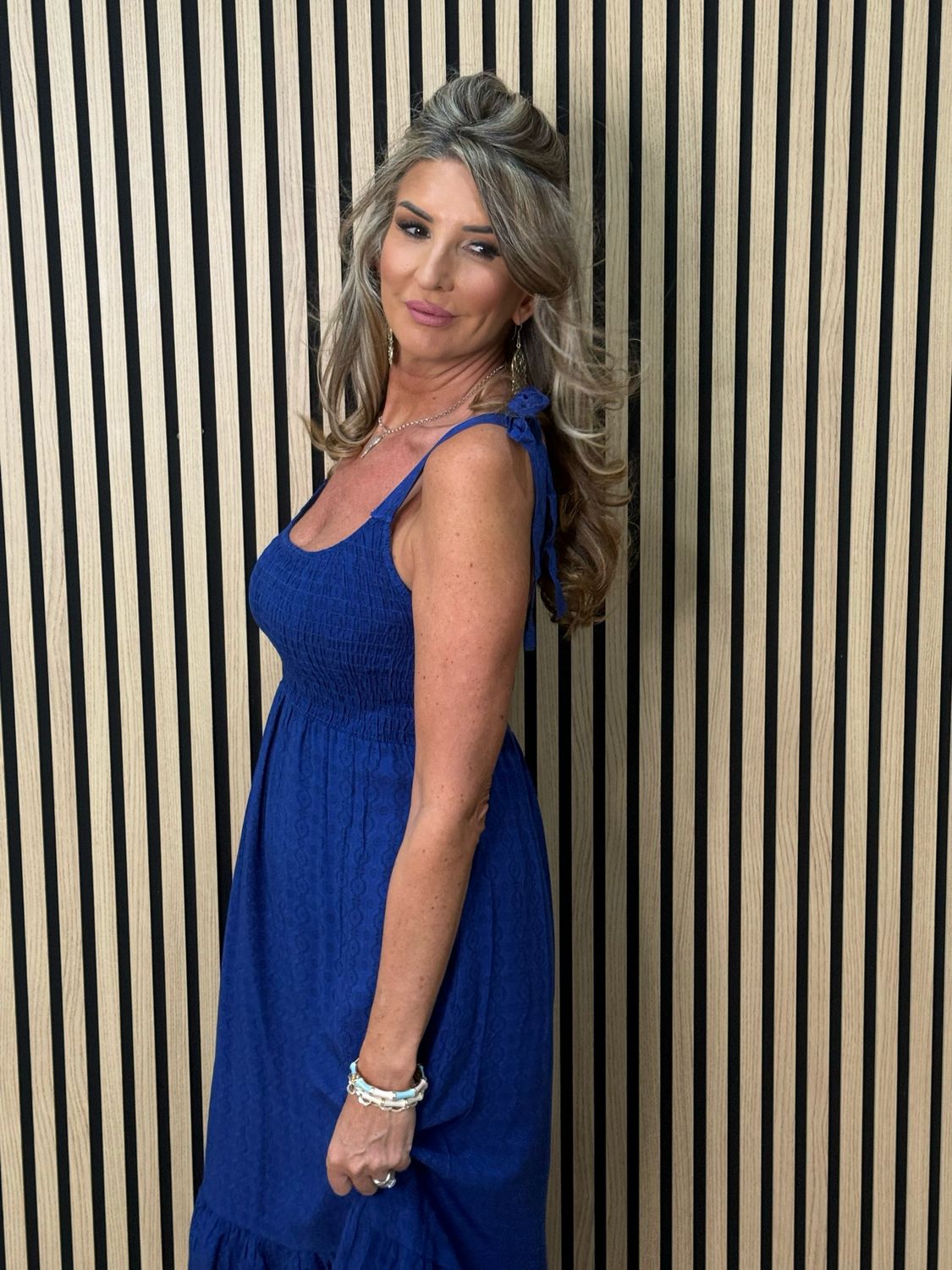 Tie Shoulder Maxi Dress - Royal Blue