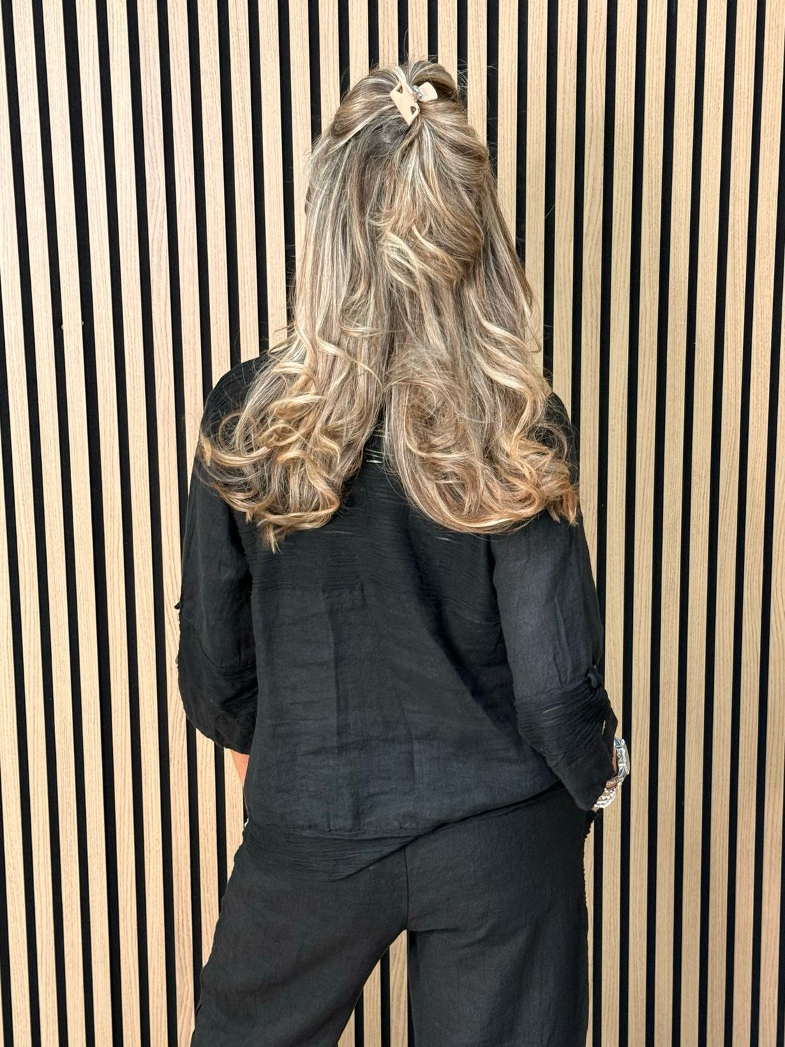 Linen Trouser Suit Set - Black