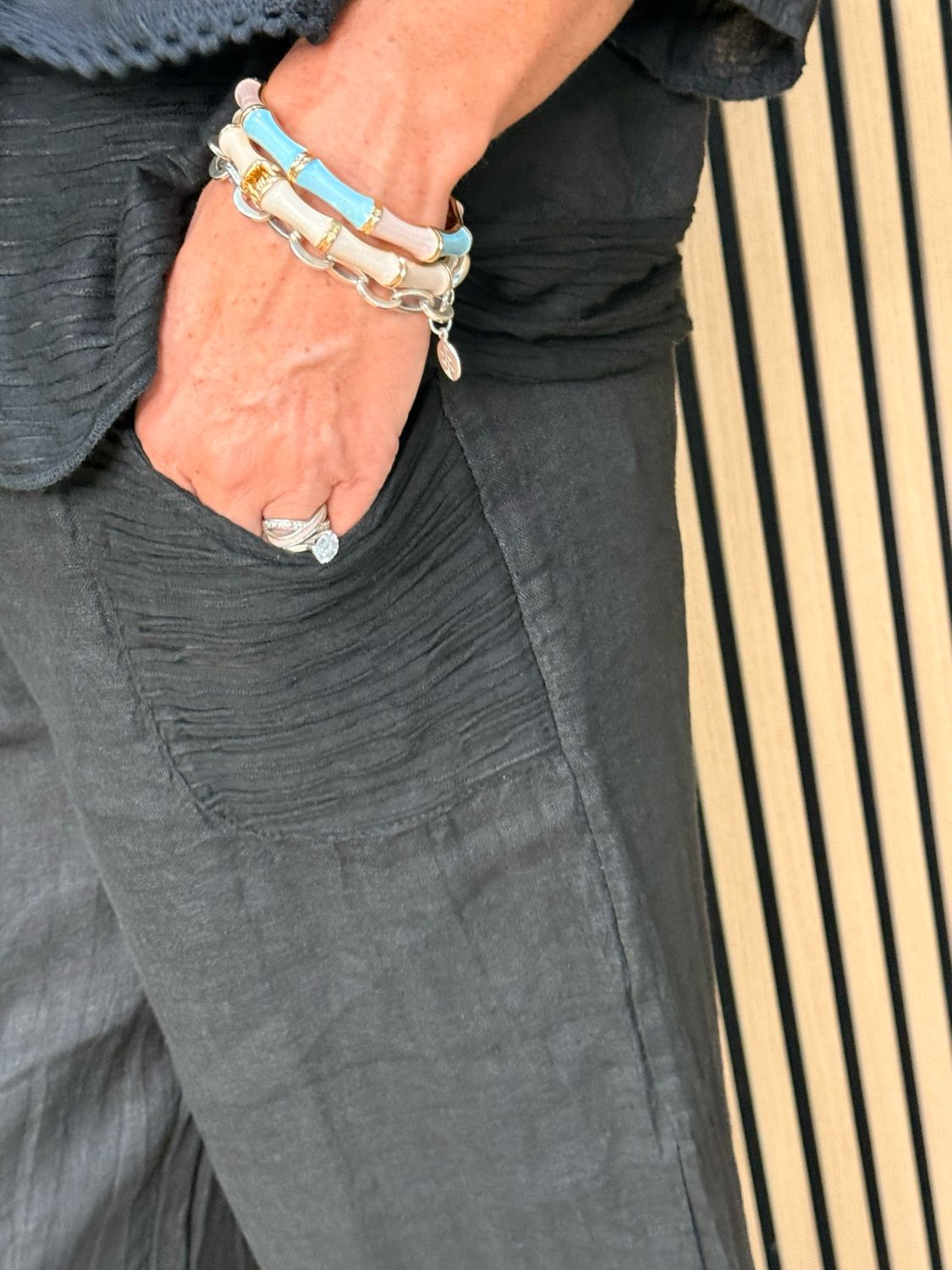 Linen Trouser Suit Set - Black