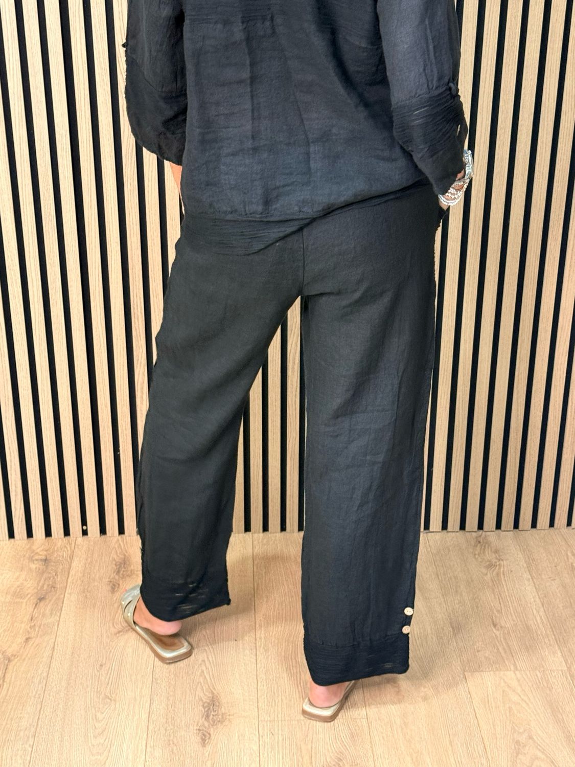 Linen Trouser Suit Set - Black