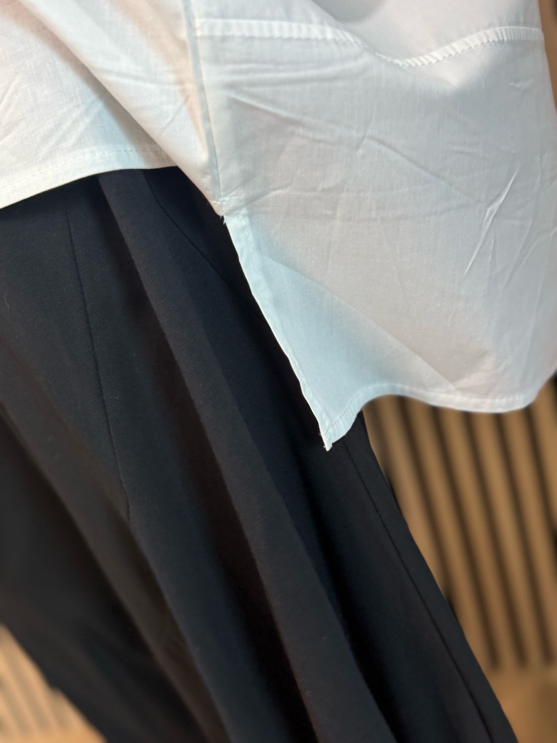 Cotton Stretch Barrel Pants - Black
