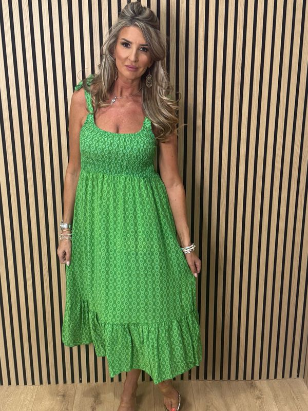Tie Shoulder Maxi Dress - Green
