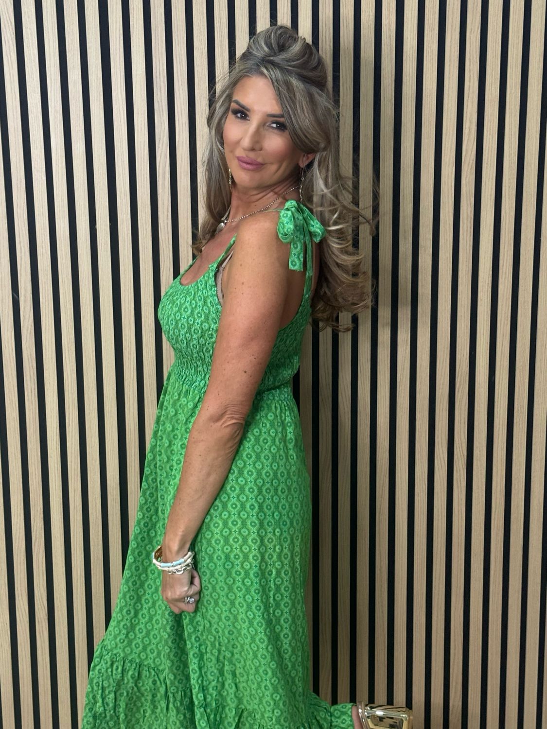 Tie Shoulder Maxi Dress - Green