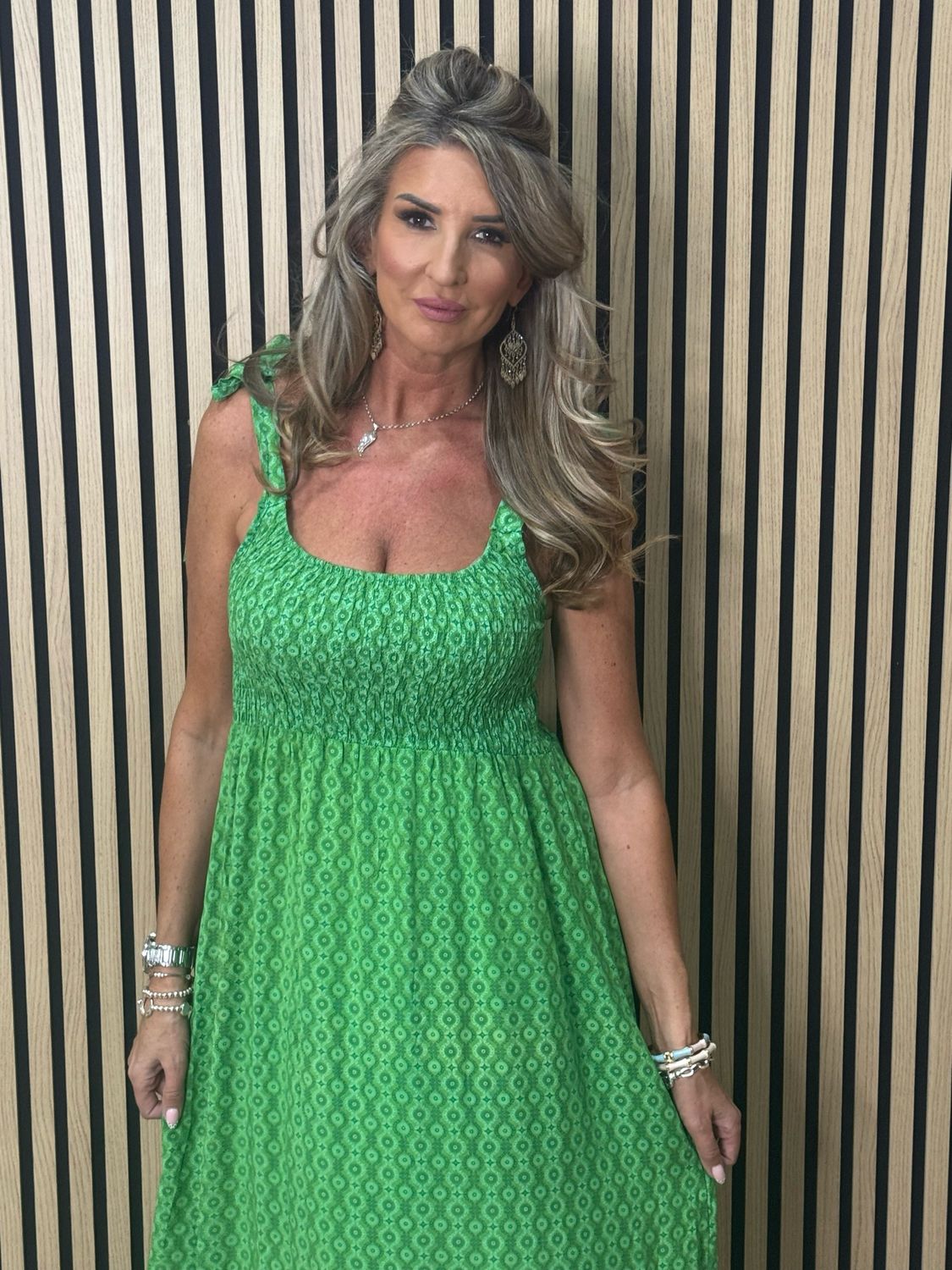 Tie Shoulder Maxi Dress - Green