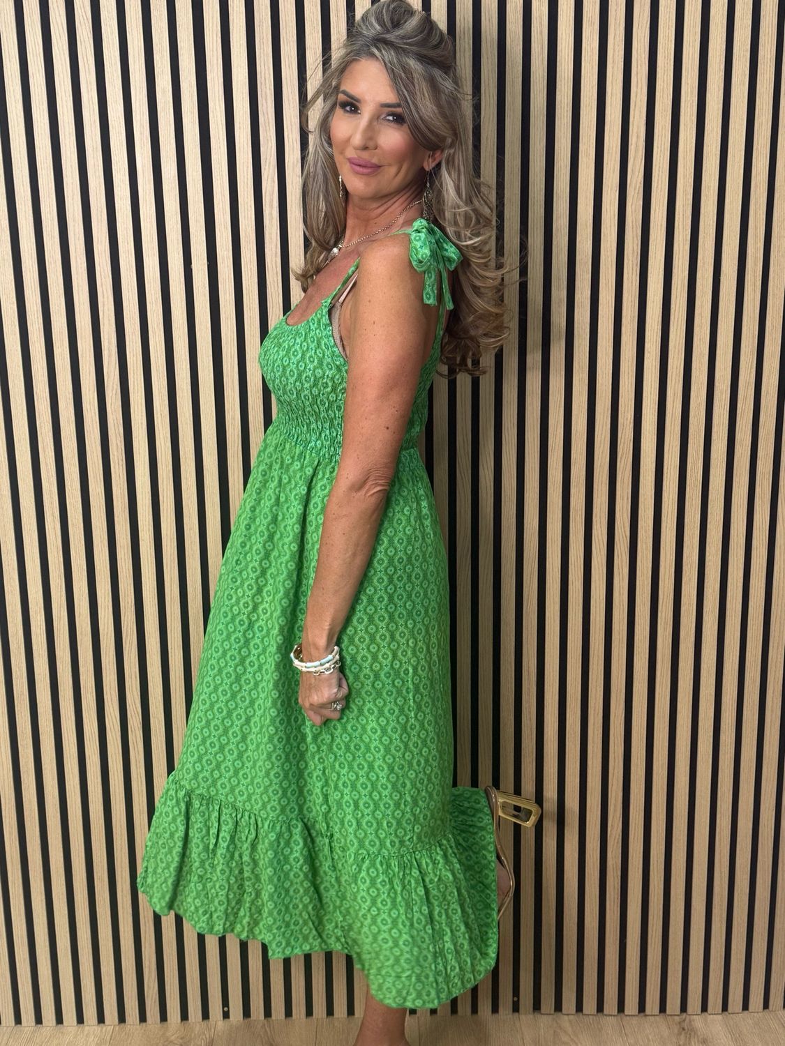 Tie Shoulder Maxi Dress - Green