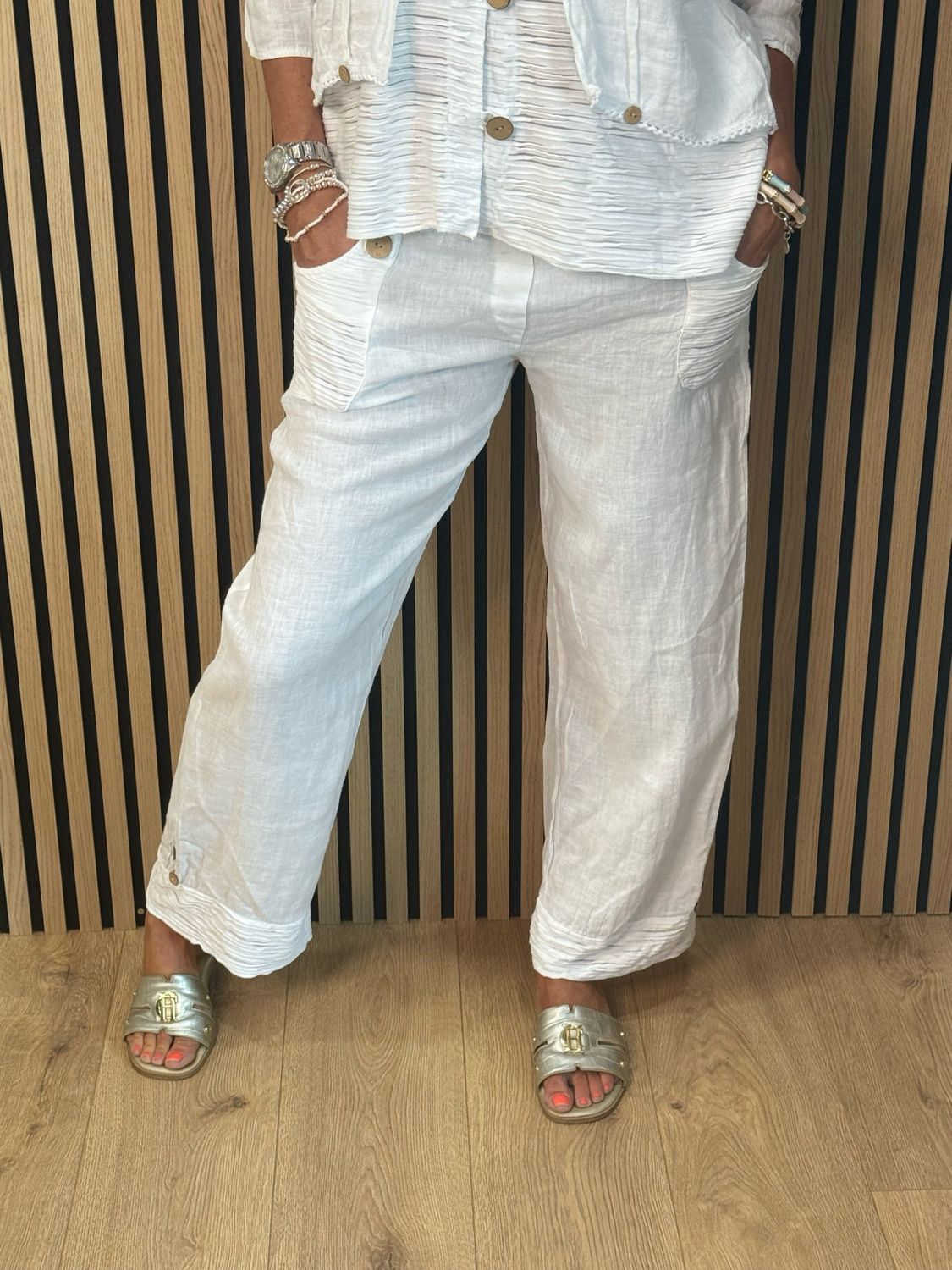 Linen Trouser Suit Set - White