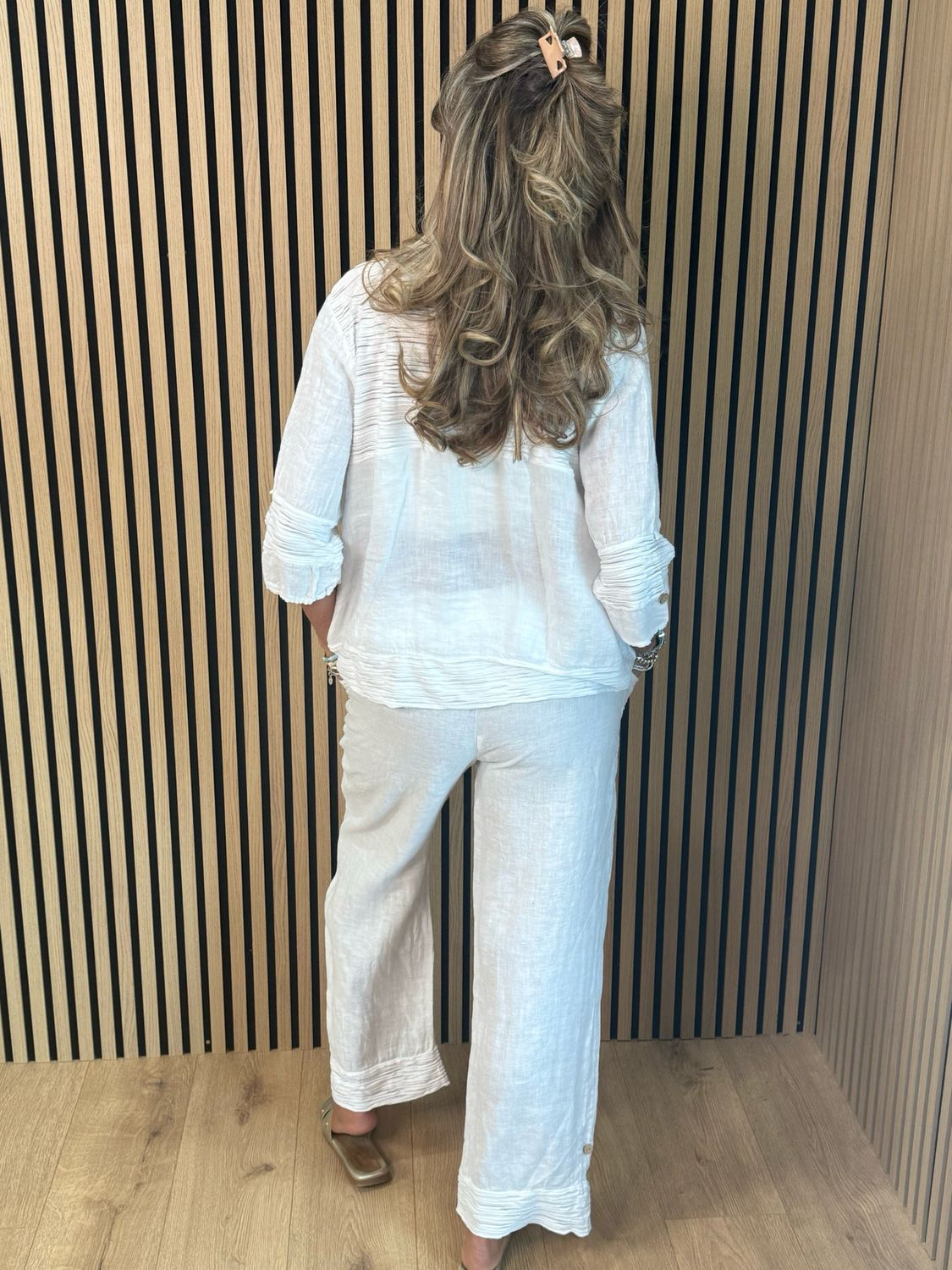Linen Trouser Suit Set - White