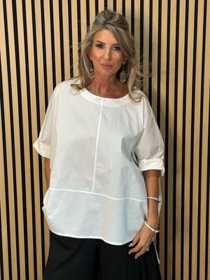Oversized Cotton Layered Top - White