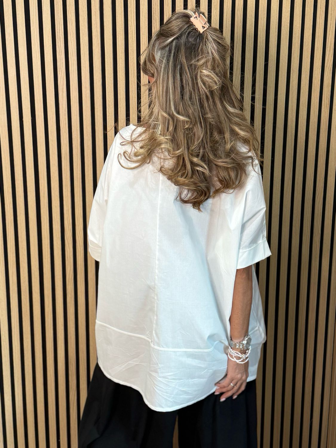 Oversized Cotton Layered Top - White