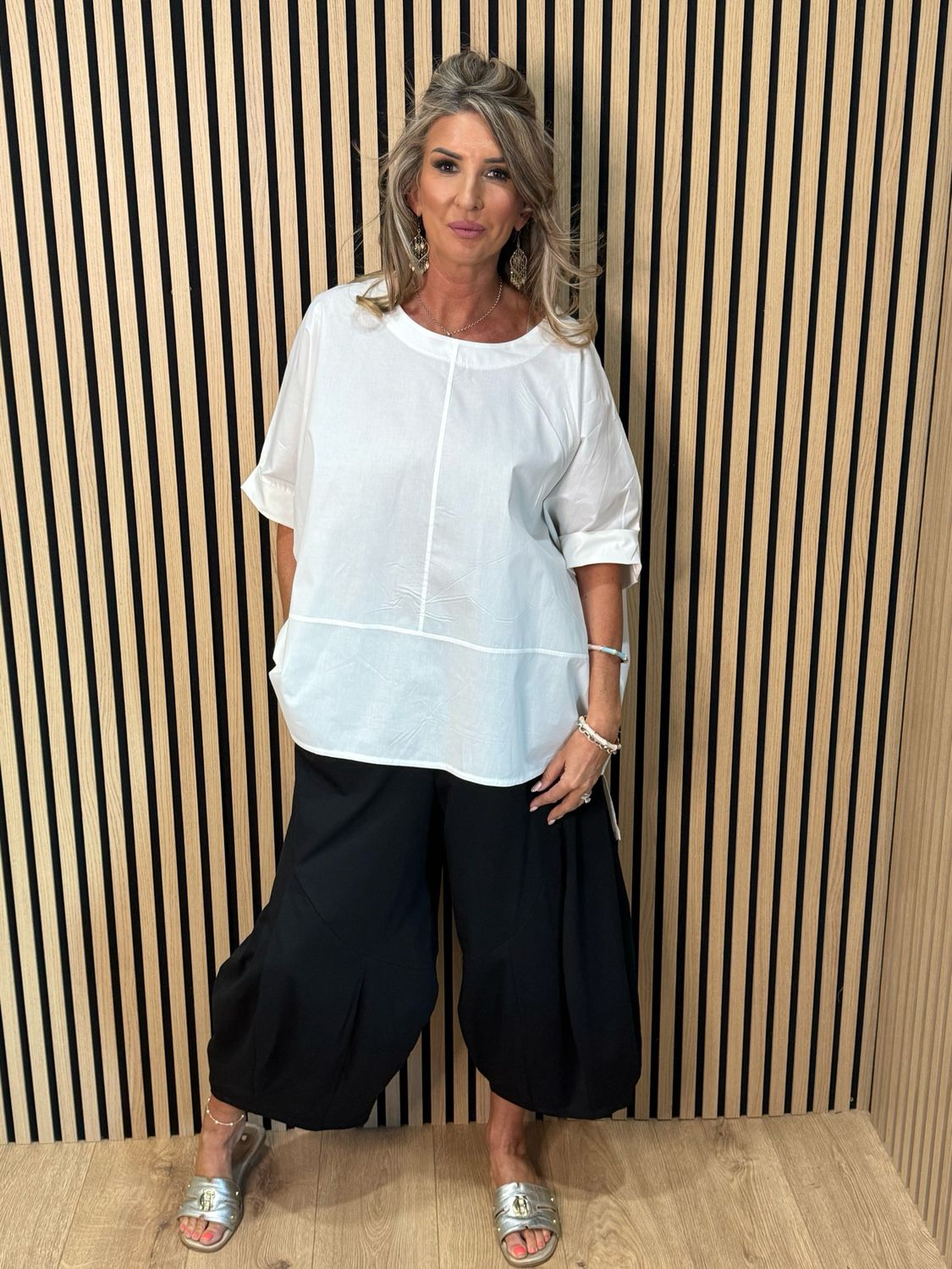 Oversized Cotton Layered Top - White