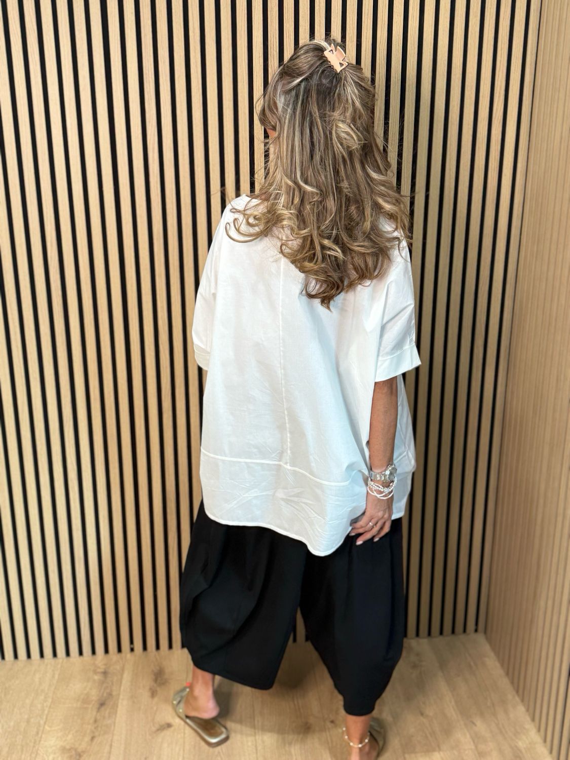 Oversized Cotton Layered Top - White