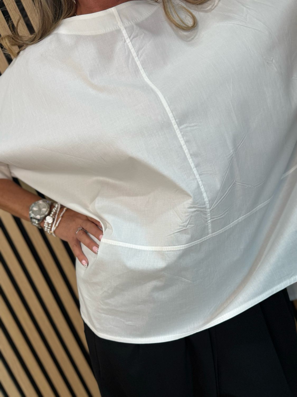 Oversized Cotton Layered Top - White