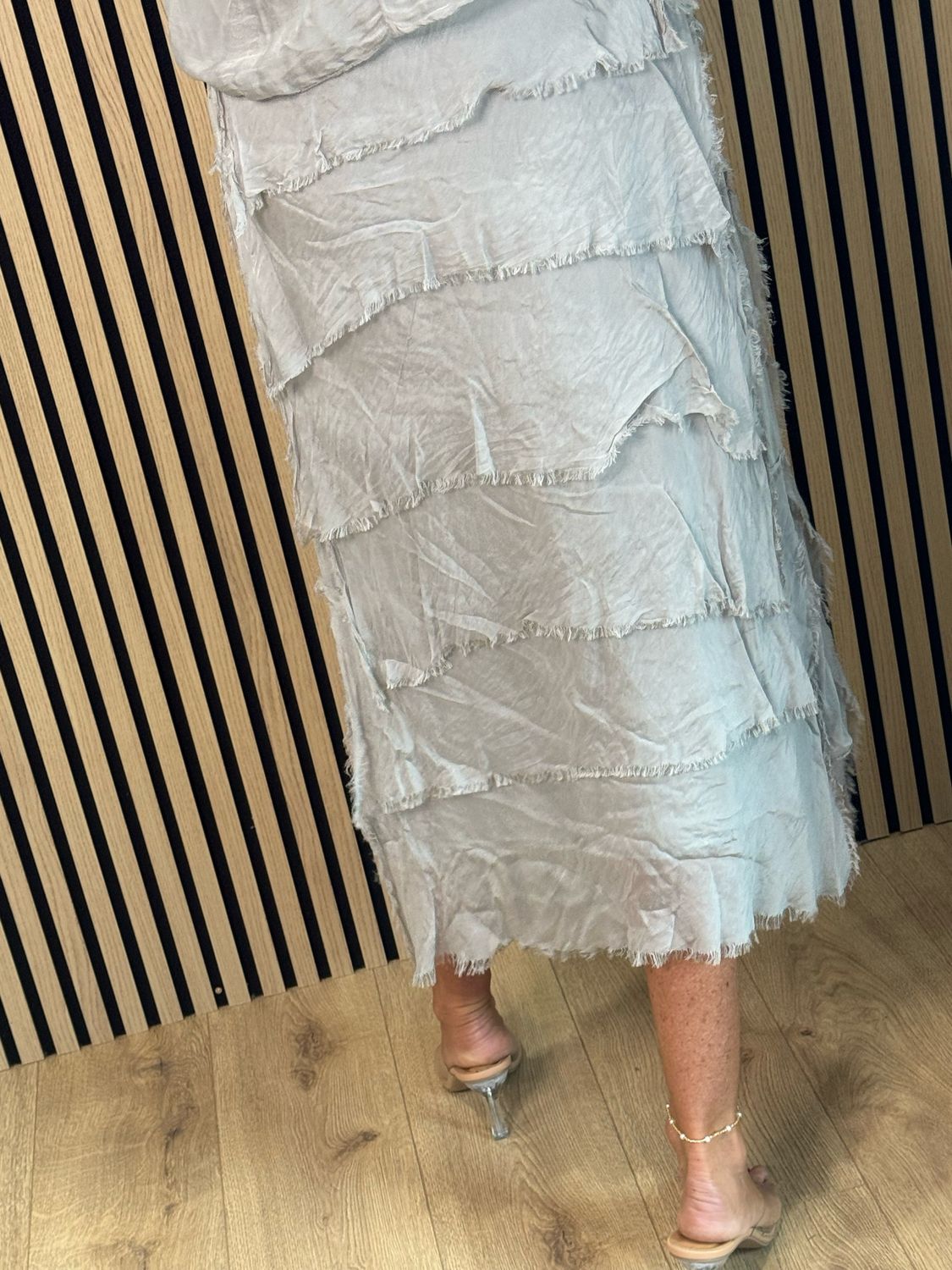 Silk Blend Sequin Dress - Grey