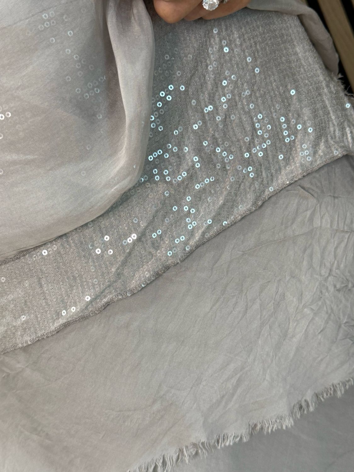 Silk Blend Sequin Dress - Grey