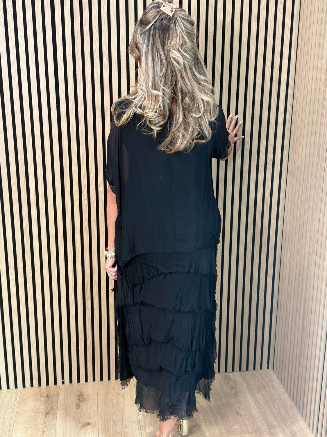 Silk Blend Sequin Dress - Black
