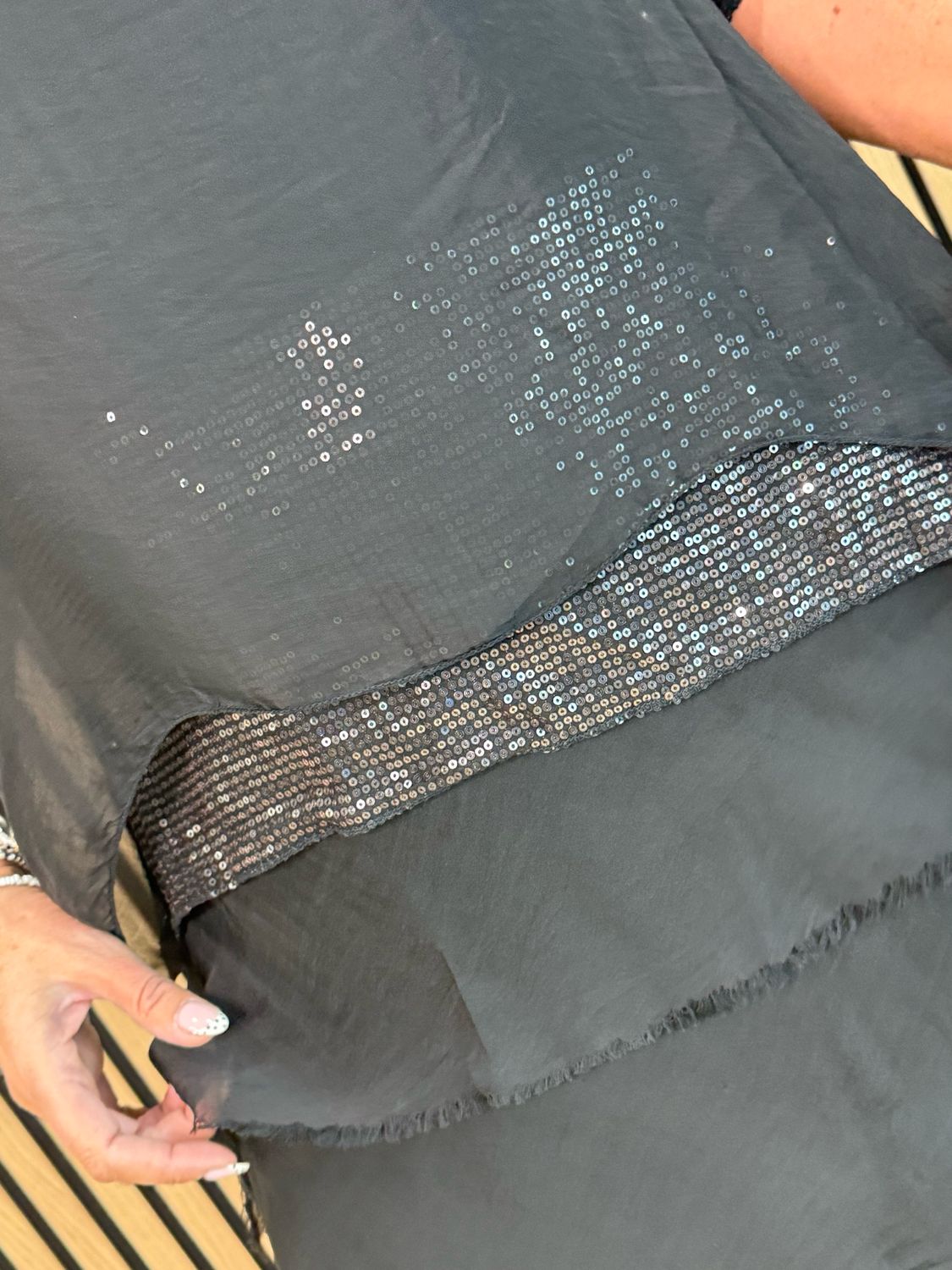 Silk Blend Sequin Dress - Black