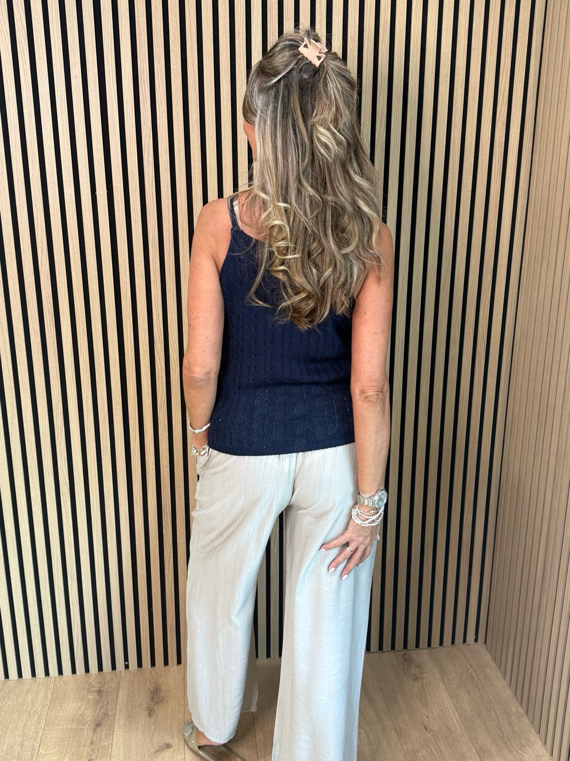 Knitted Cami Top - Navy