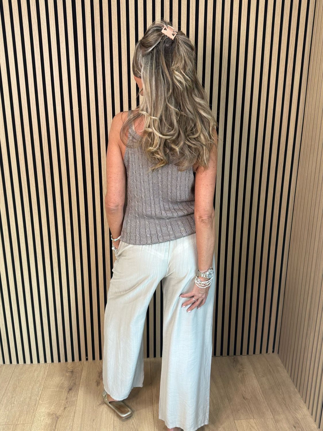Knitted Cami Top - Taupe