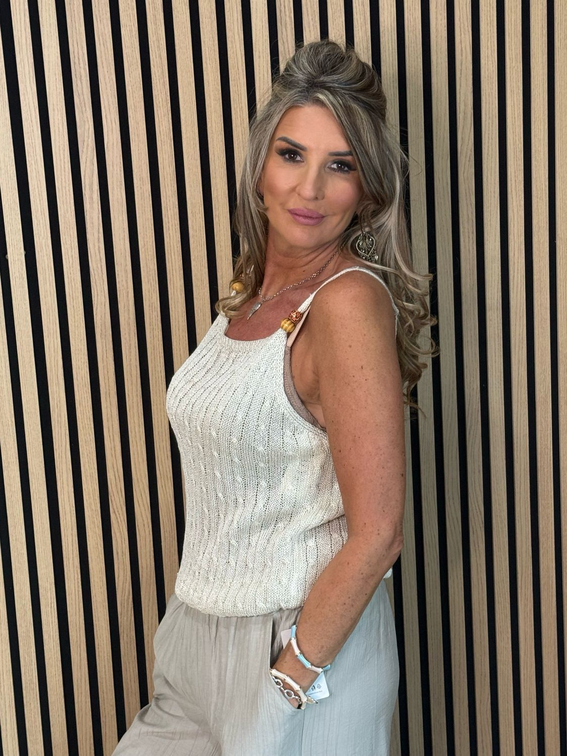 Knitted Cami Top - Cream