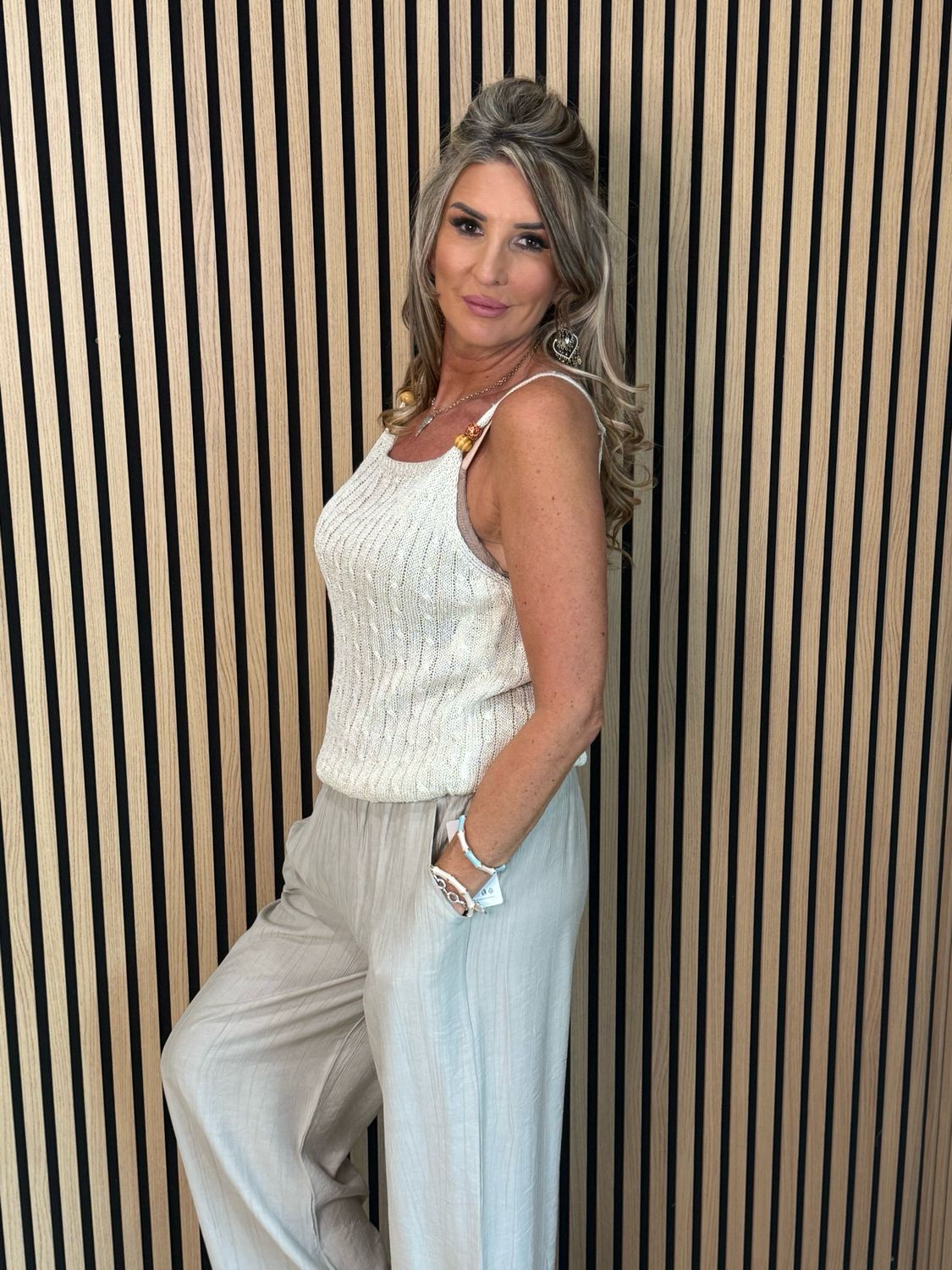 Knitted Cami Top - Cream