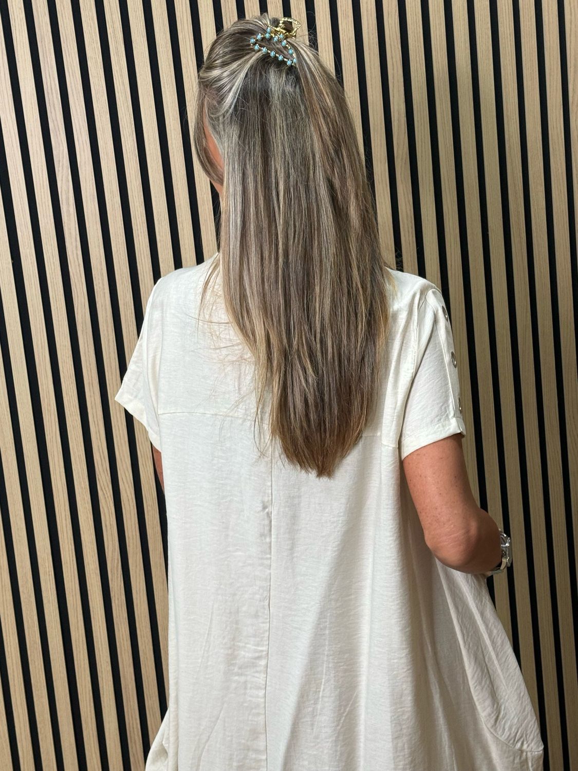Button Detail Pocket Dress - Cream