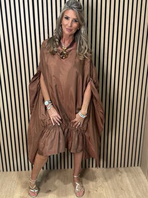 Effortless Oversized Shimmer Dress - Bronze