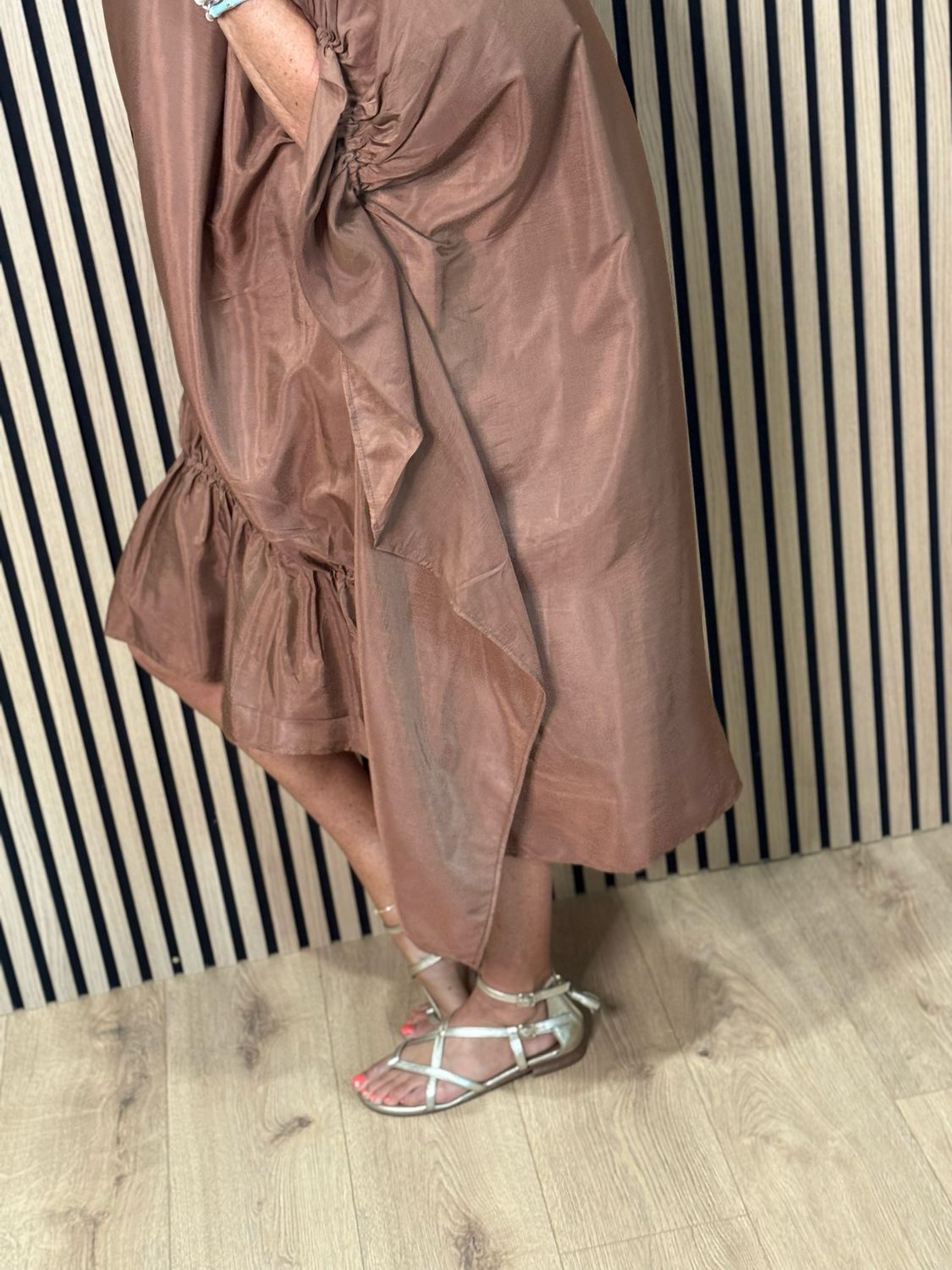 Effortless Oversized Shimmer Dress - Bronze