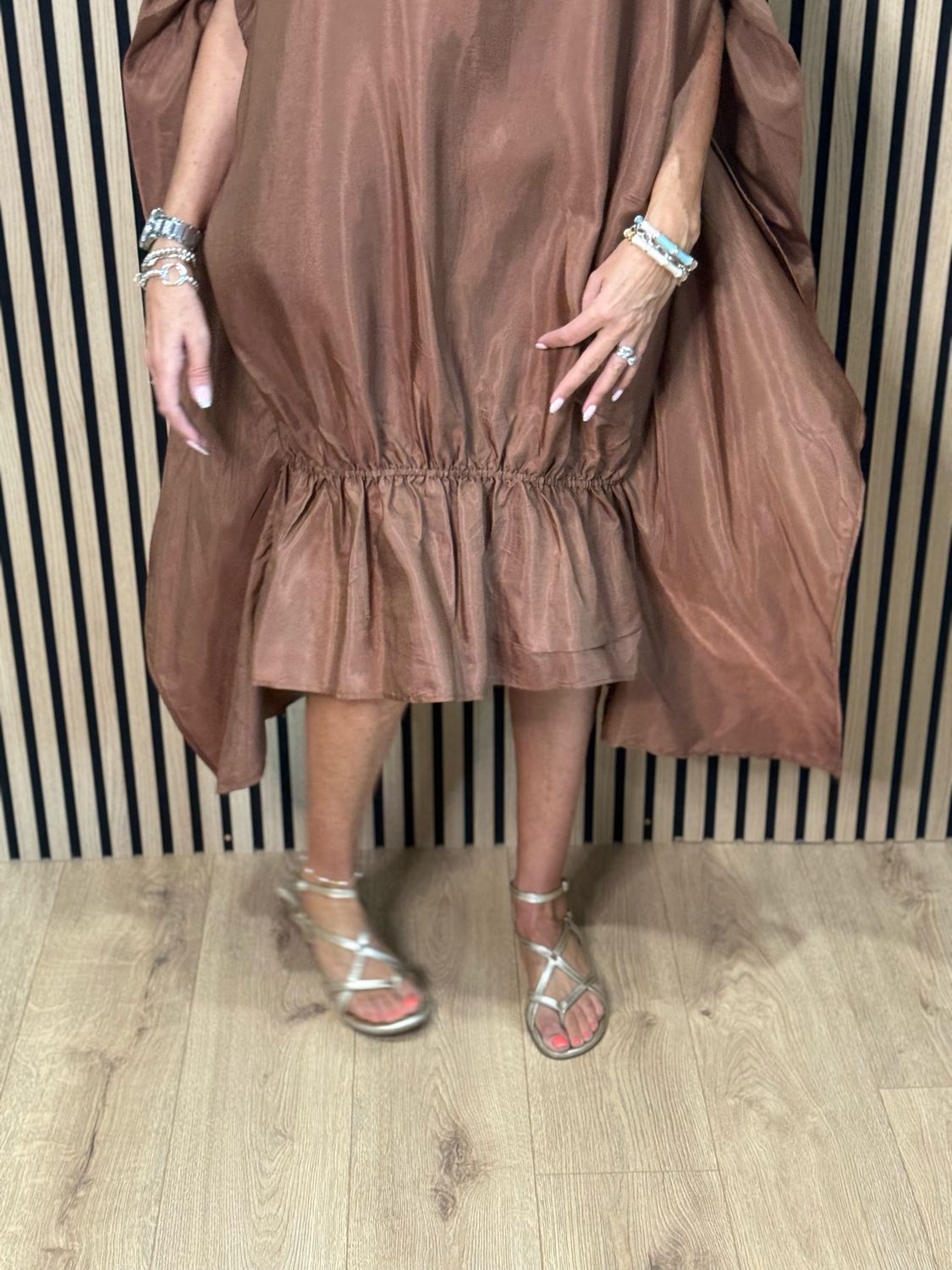 Effortless Oversized Shimmer Dress - Bronze