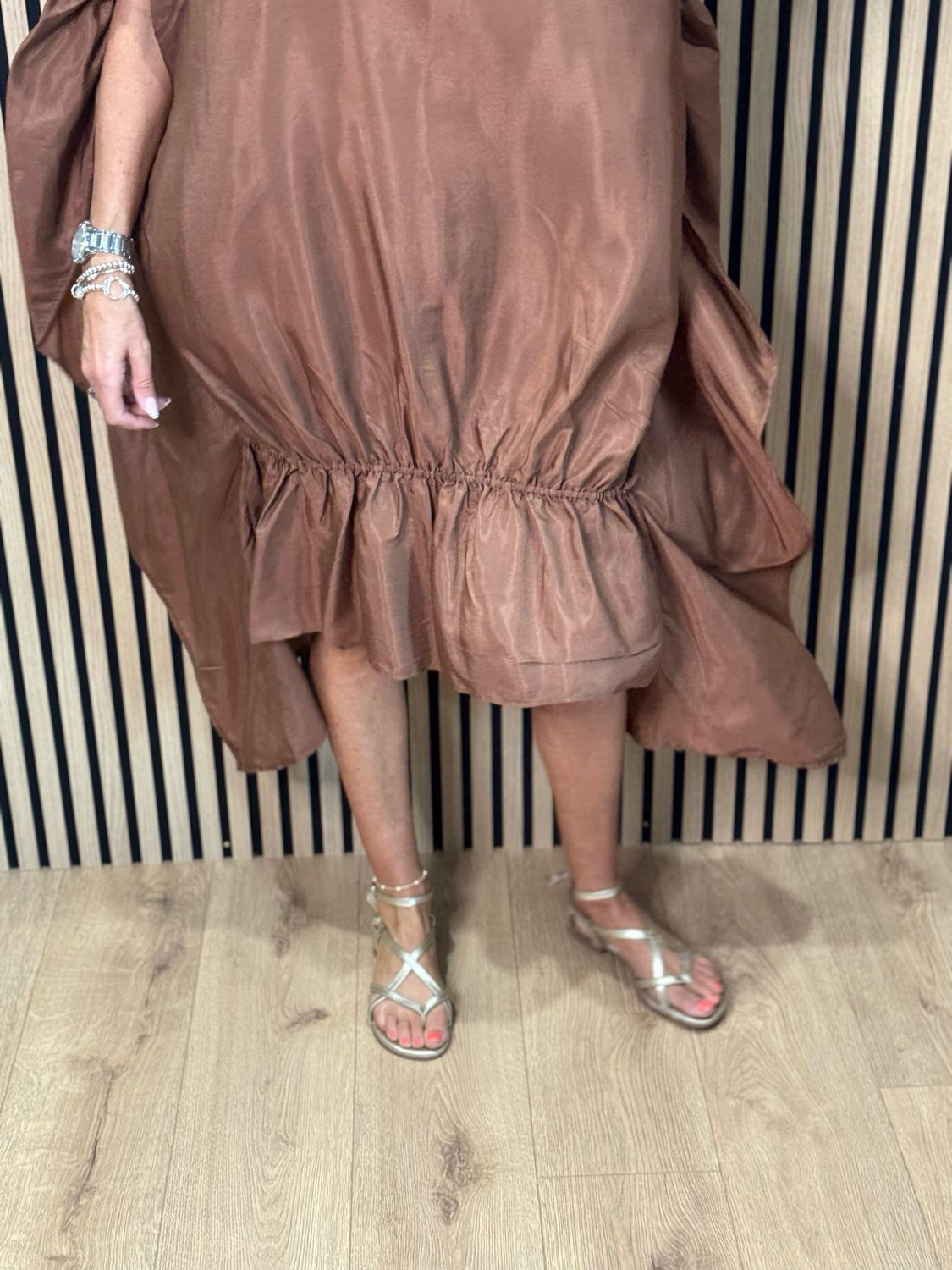 Effortless Oversized Shimmer Dress - Bronze