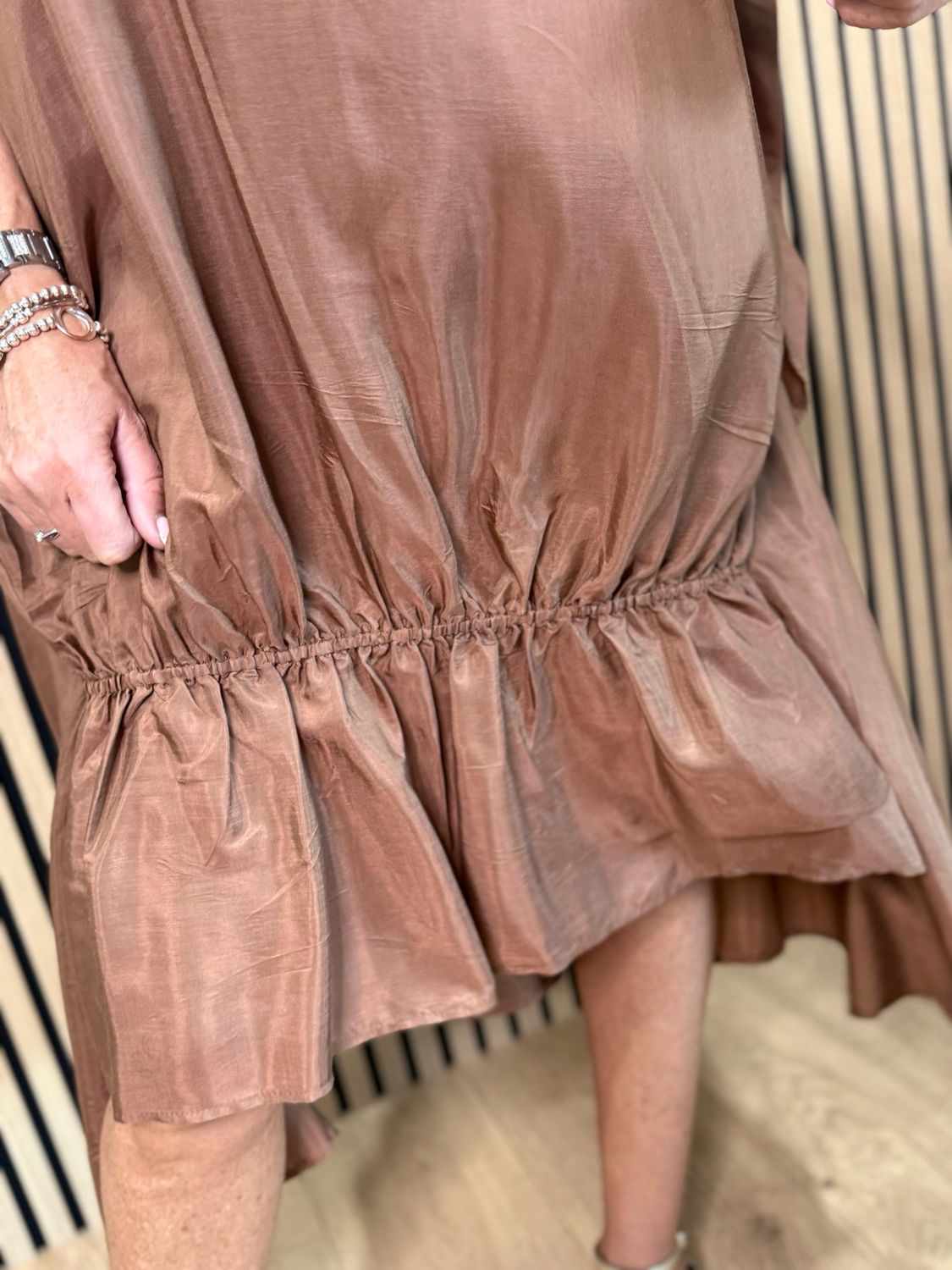 Effortless Oversized Shimmer Dress - Bronze