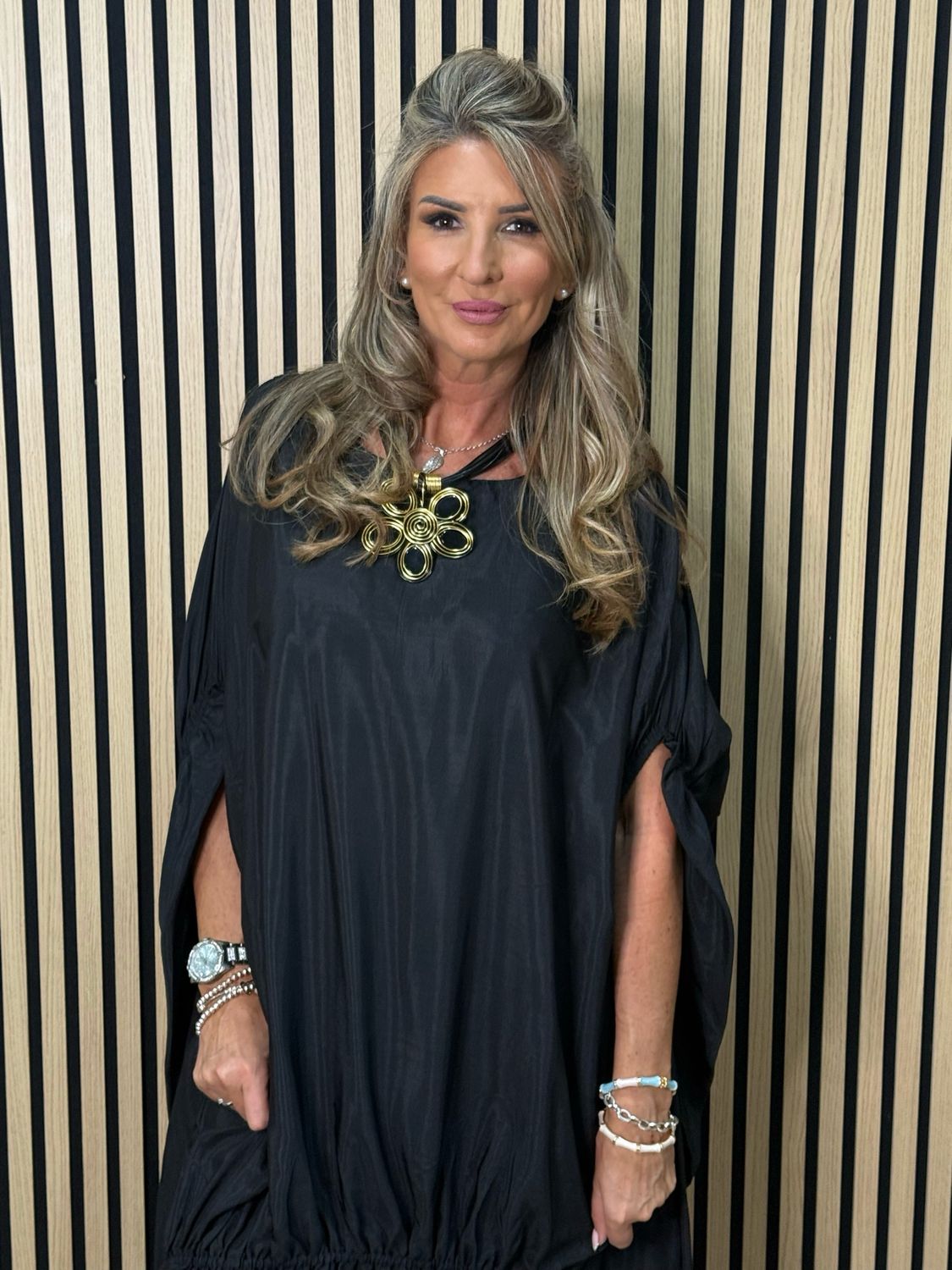 Effortless Oversized Shimmer Dress - Black