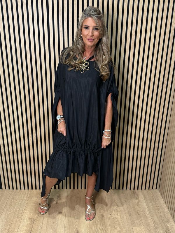 Effortless Oversized Shimmer Dress - Black