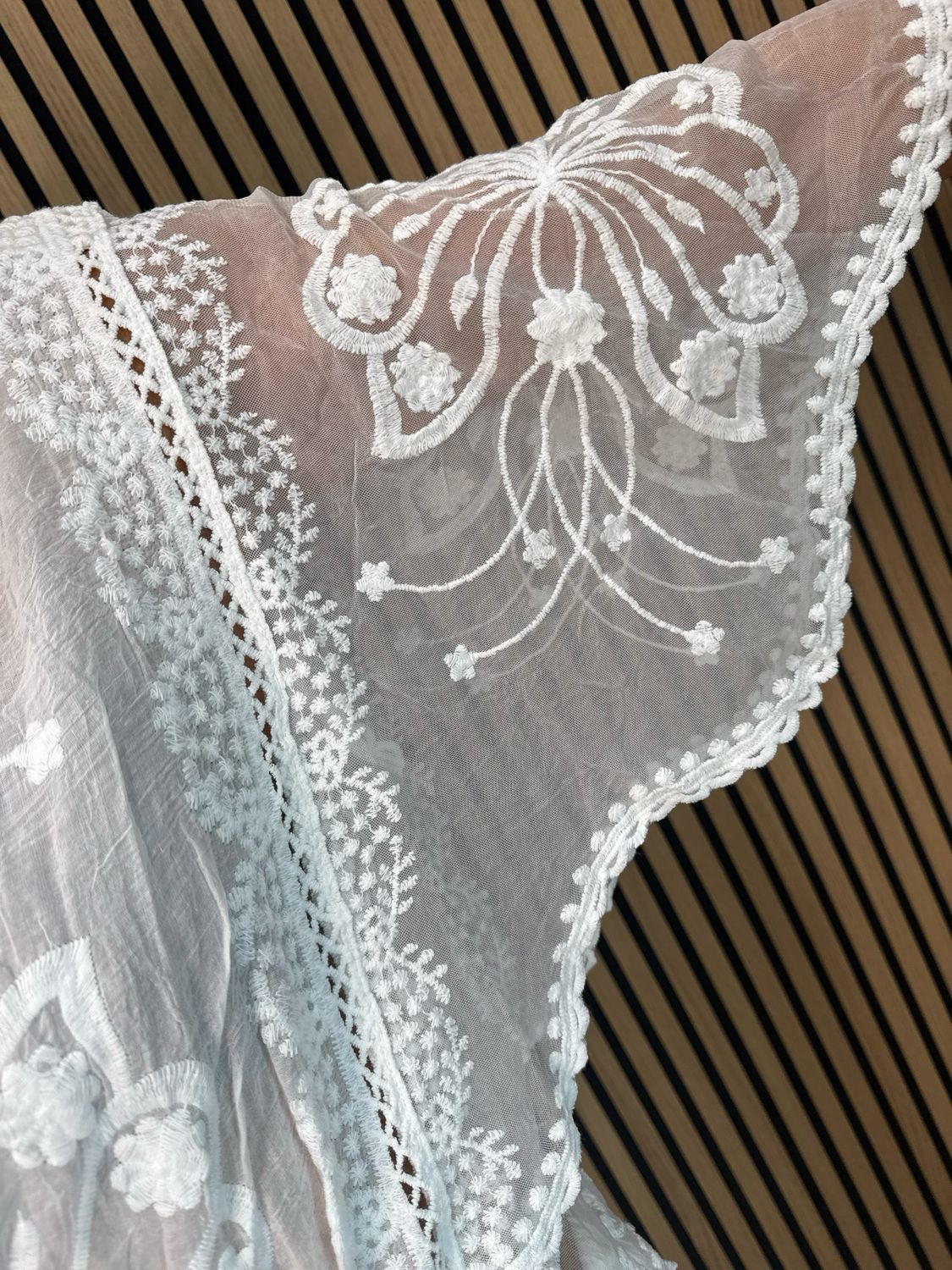 Butterfly Lace Overlay Top - White