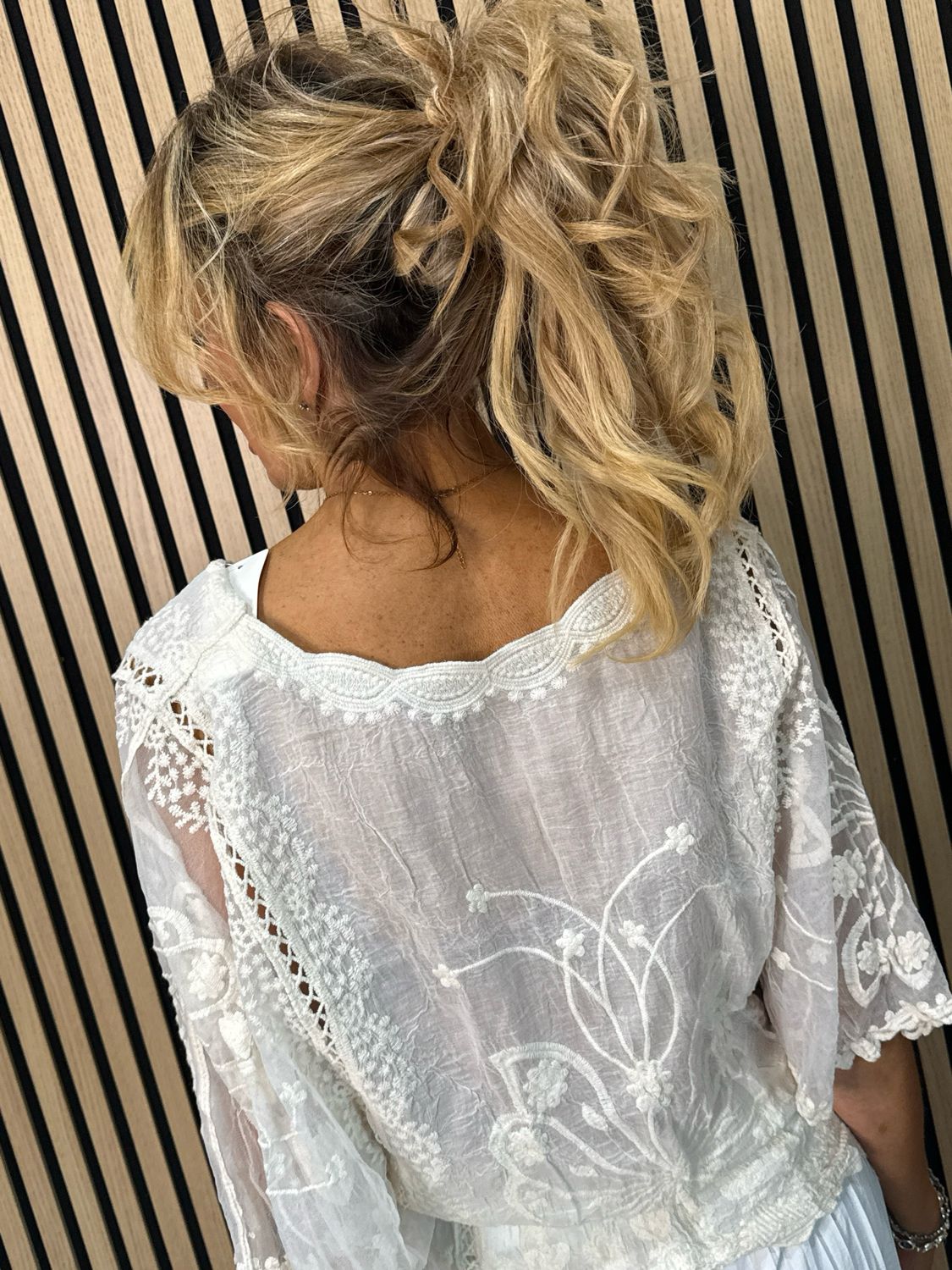 Butterfly Lace Overlay Top - Cream