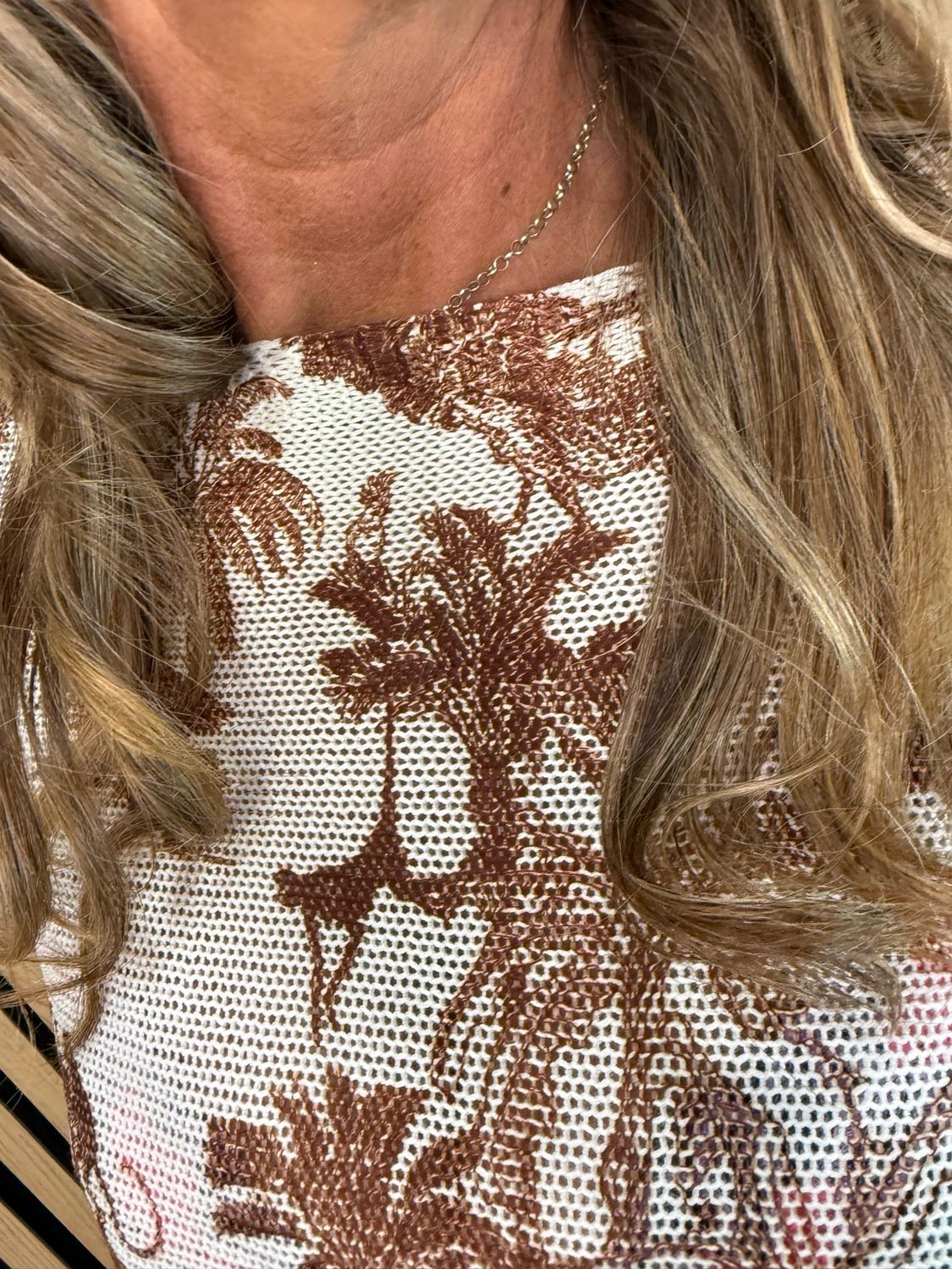 Safari Print Lightweight Knit Jumper - White/Brown