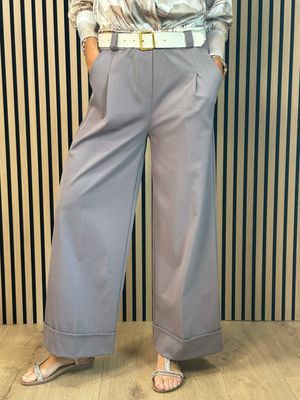Wide Leg Tailored Trousers - Taupe