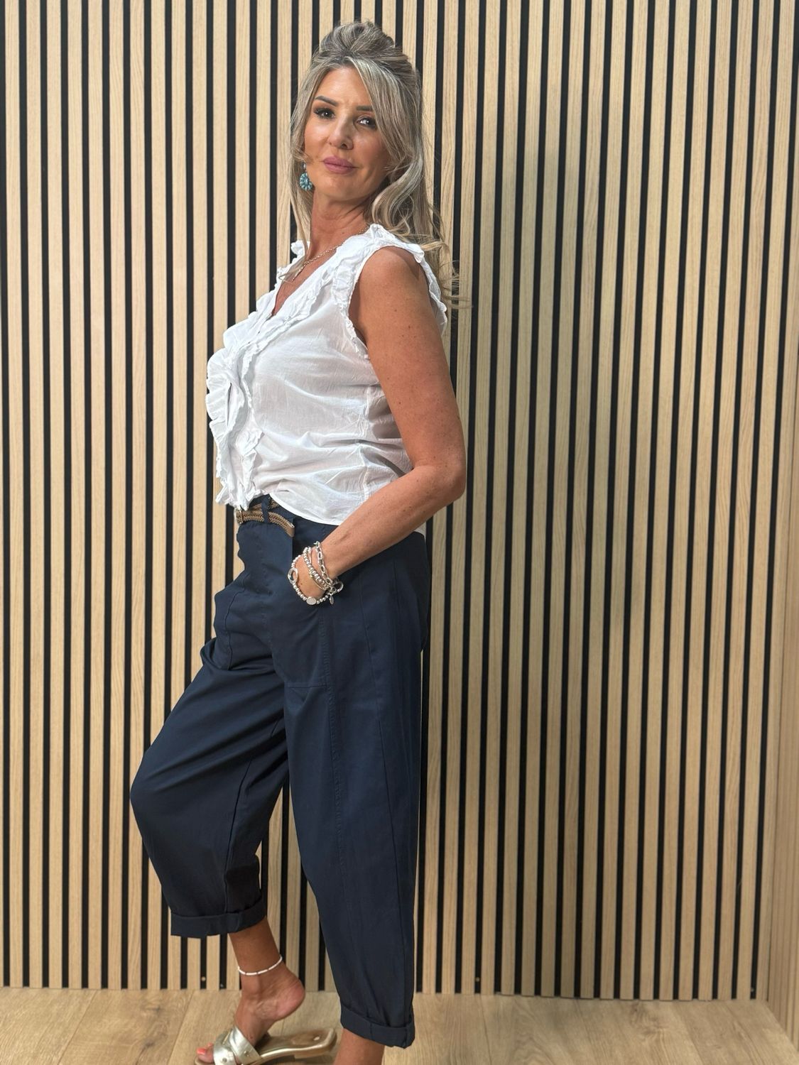 Cotton Stretch Utility Trousers - Navy