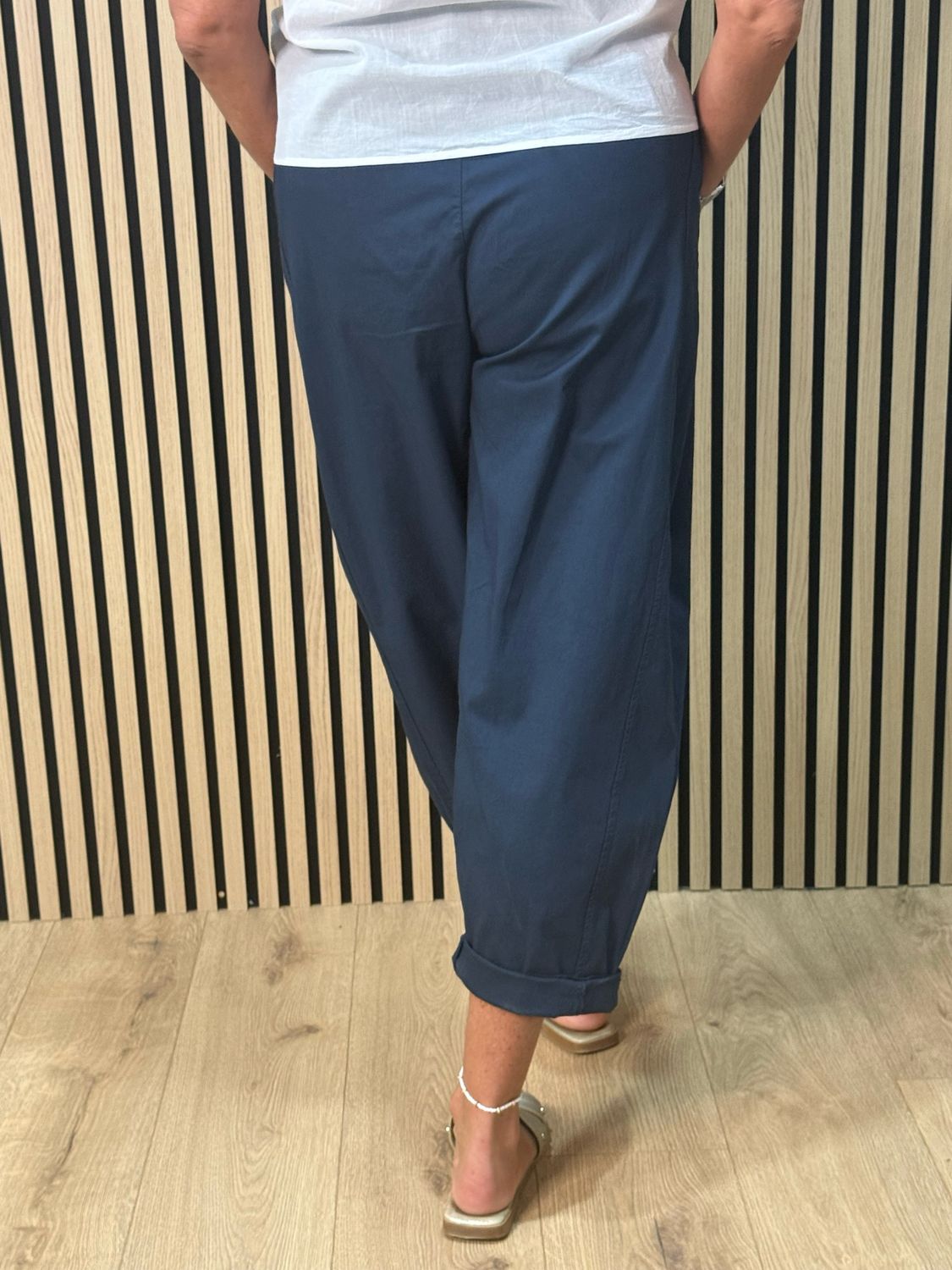 Cotton Stretch Utility Trousers - Navy