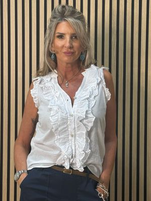 Frill Detail Cotton Blouse - White