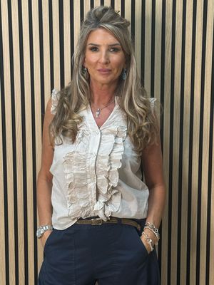 Frill Detail Cotton Blouse - Stone