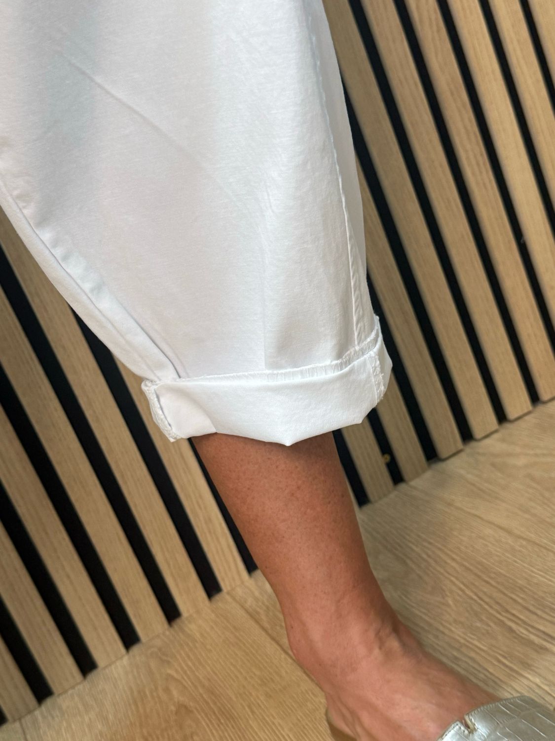 Cotton Stretch Utility Trousers - White