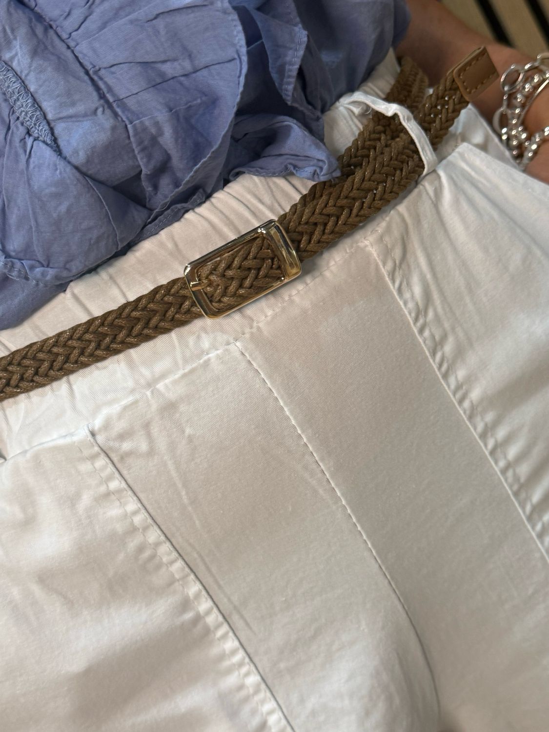Cotton Stretch Utility Trousers - White