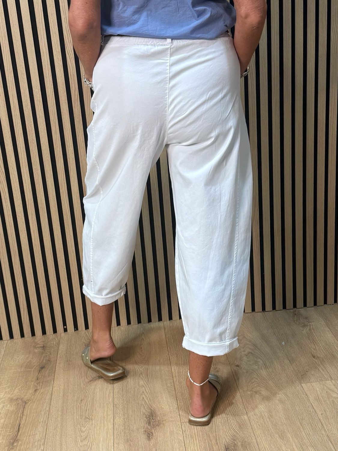 Cotton Stretch Utility Trousers - White