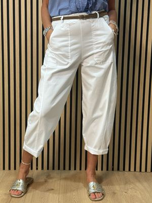 Cotton Stretch Utility Trousers - White