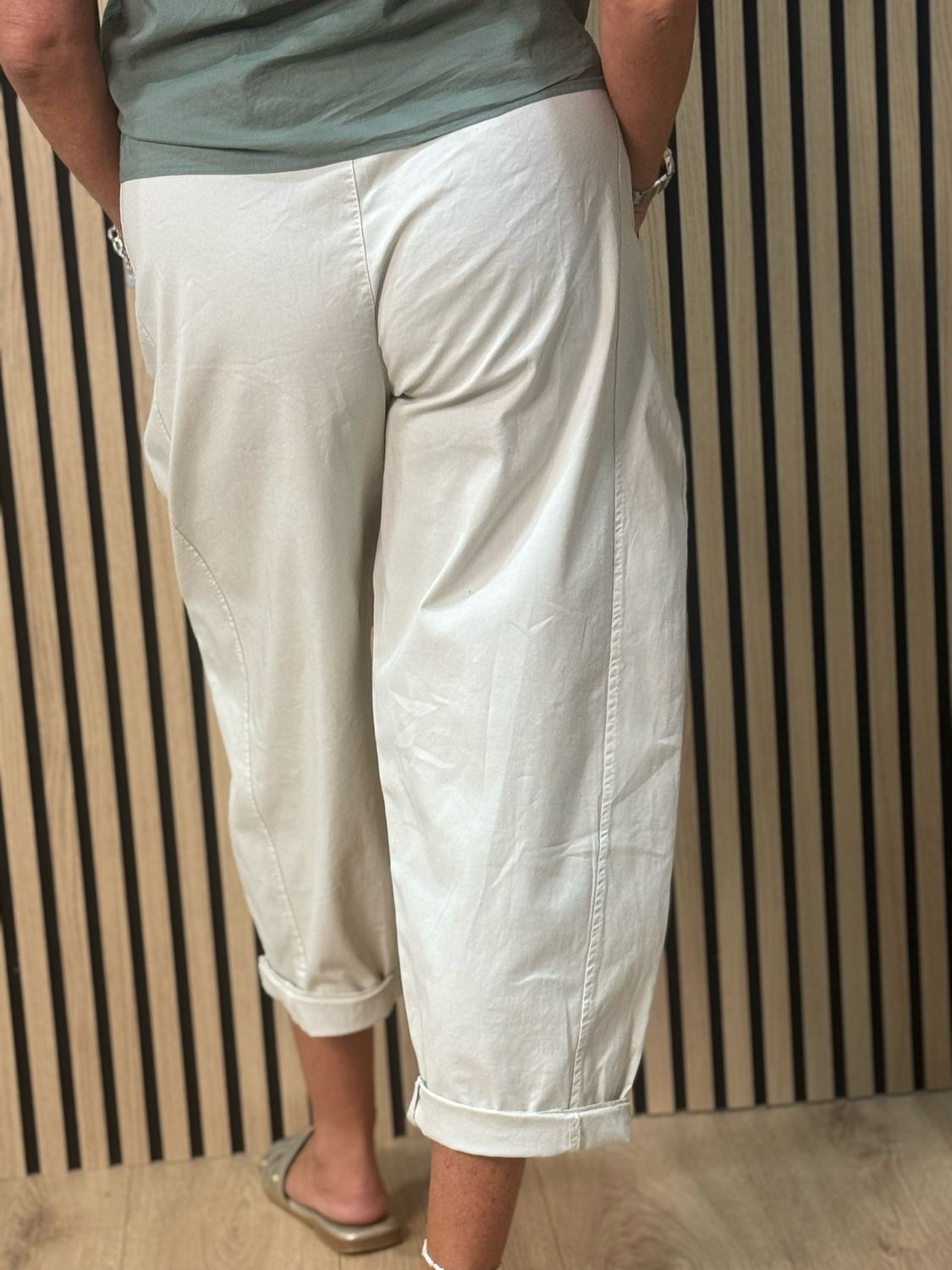 Cotton Stretch Utility Trousers - Stone
