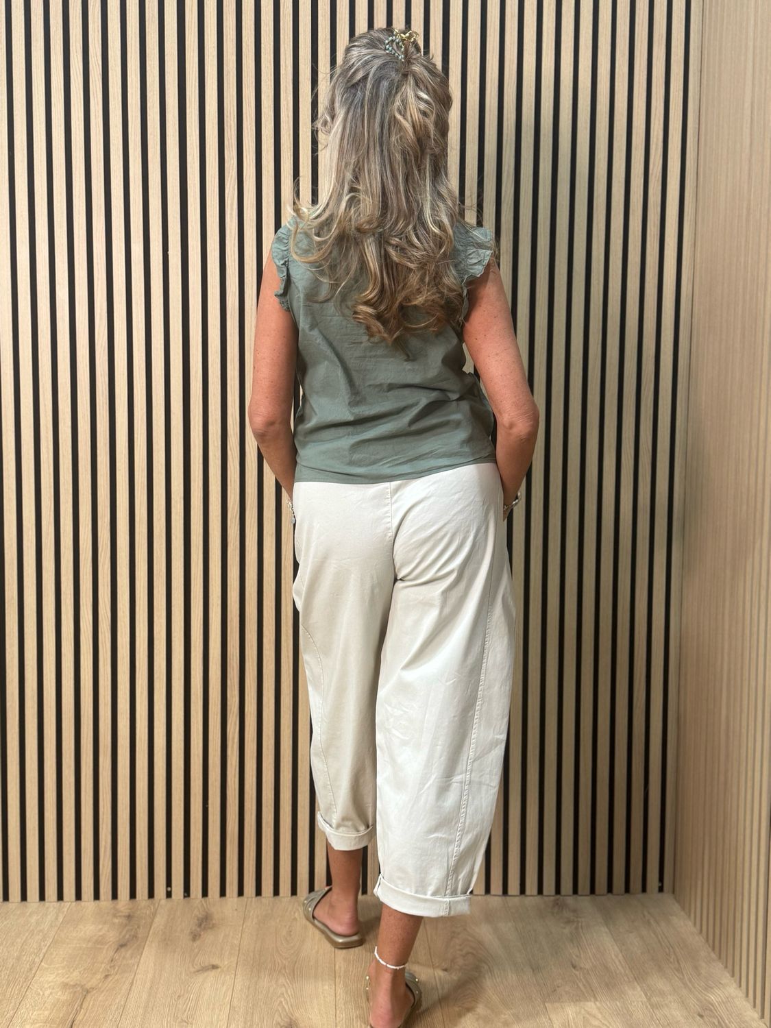 Cotton Stretch Utility Trousers - Stone