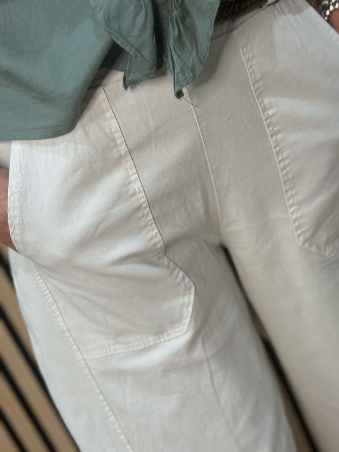 Cotton Stretch Utility Trousers - Stone