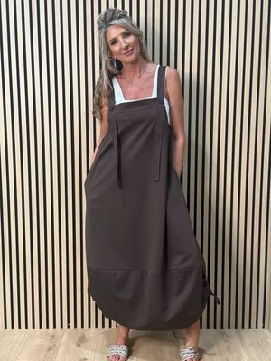 Cara - Utility Pinafore Dress - Chocolate