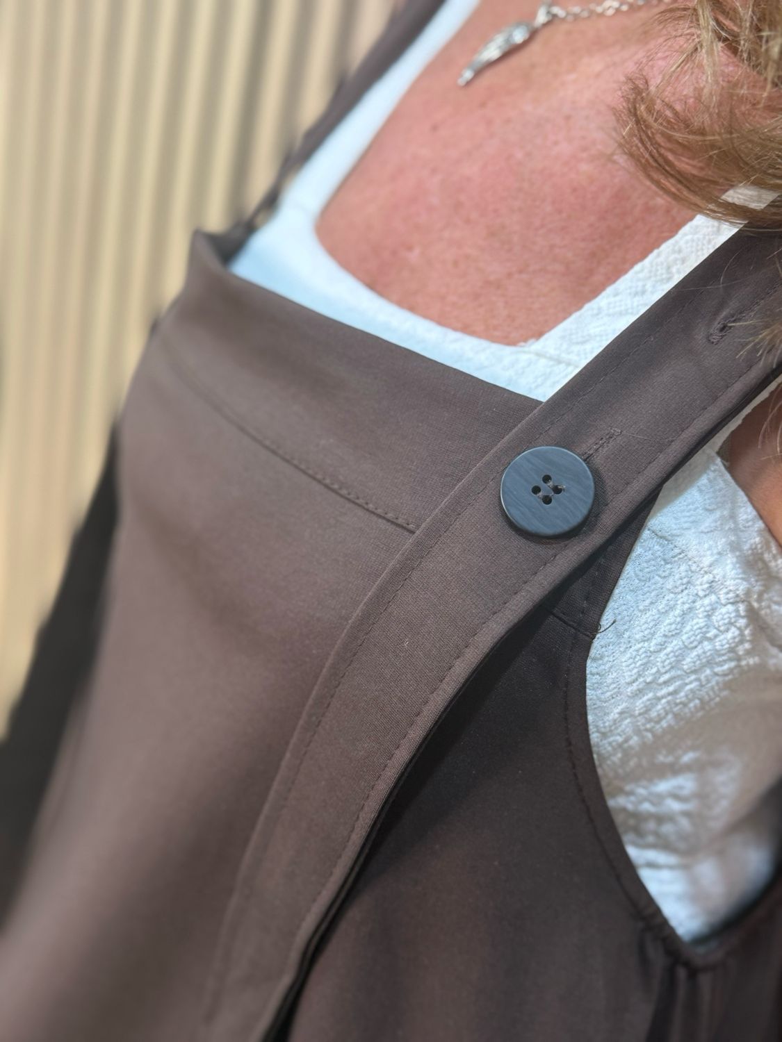 Cara - Utility Pinafore Dress - Chocolate