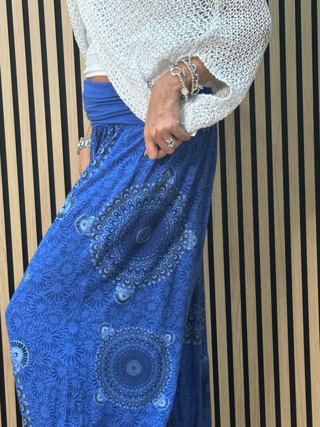 Relaxed Printed Harem Pants - Royal Blue